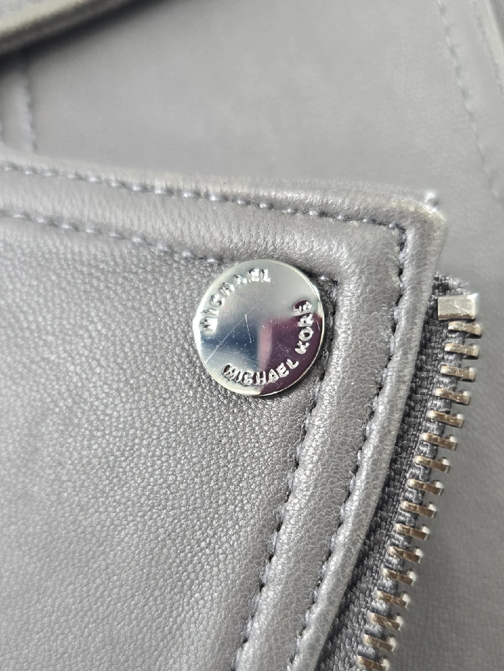 Michael Kors‎ Grey Leather Moto Jacket